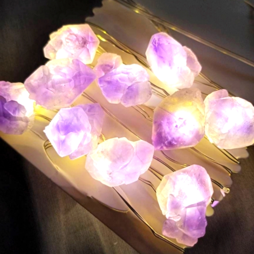 Genuine Chakra Raw Crystal Decorative String lights ✨️ Raw Stone Color Changing!
